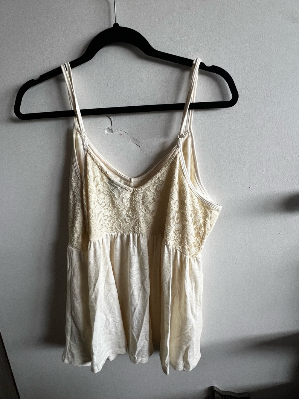 Women's Cream Lace-Detail Spaghetti Strap Top